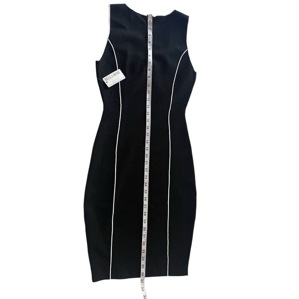 Milly Black White Trim Pencil Dress Ribbed Stretch Size Small NWT - Picture 5 of 10